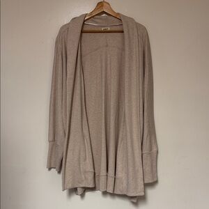 Pact Organic Cotton Beige Open Front Lagenlook XXL Coastal Cardigan Wrap Sweater